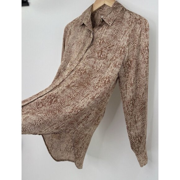 NWT A New Day‎ Button Front Brown Snake Print Satin Shirt Sz Sm, Boho, Office - Picture 4 of 11